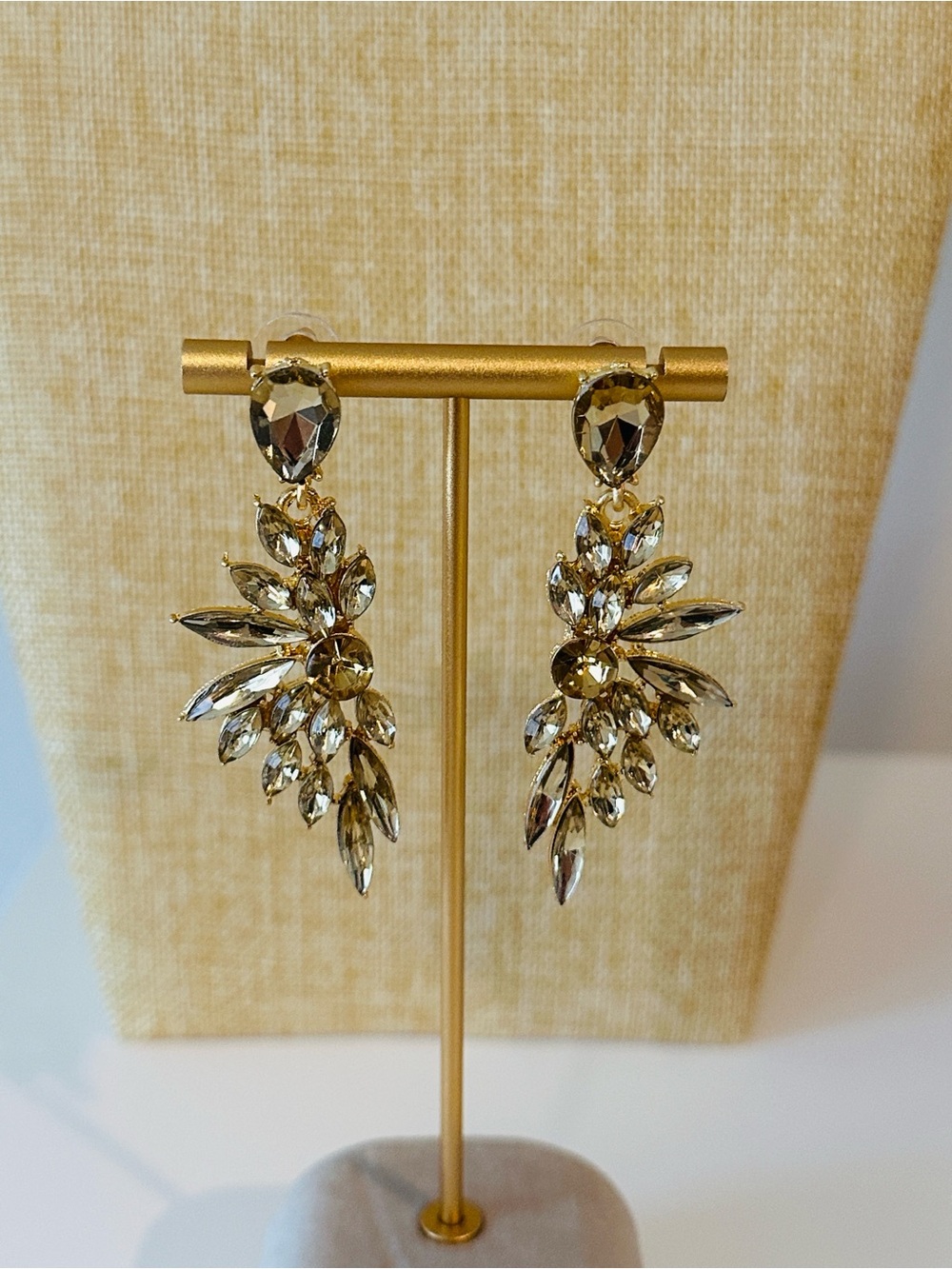 Fashion Jewelry Gold Leaf Crystal Drop Earrings